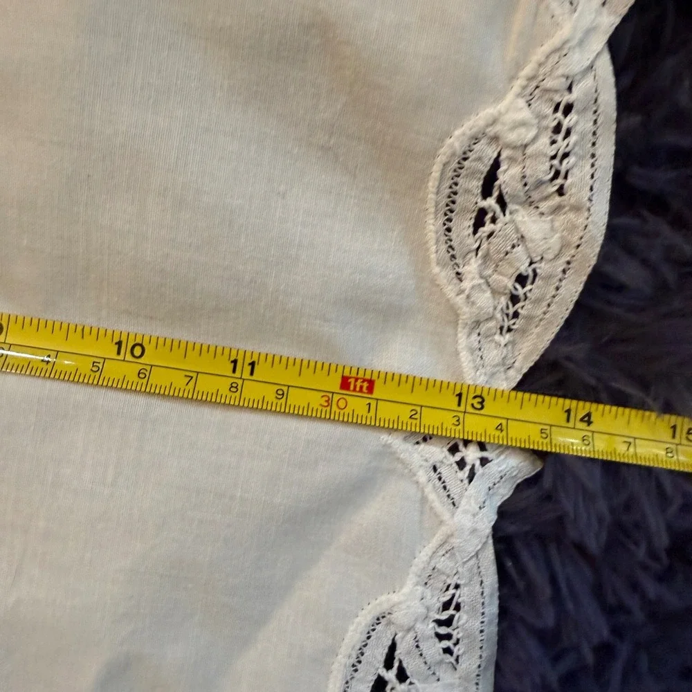 White Cotton‎ Lace Trim Table Runner Set of 3 SB99057W 100% Cotton